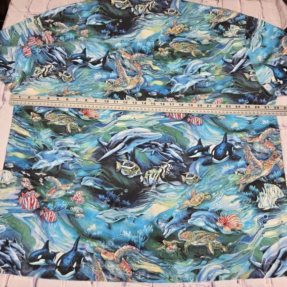 High Seas Trading‎ Co. Ocean Life Dolphin Turtle Orca Fish Hawaiian Shirt XXXL - Picture 5 of 8